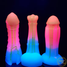 Load image into Gallery viewer, Large Fighter, Medium 00-50 Firmness, Yellow Drips over Soft Pink/Blue Fade, 2630, UV, GLOW

