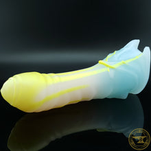 Load image into Gallery viewer, Medium Merfolk, Medium 00-50 Firmness, Yellow Drips over Soft Pink/Blue Fade, 2632, UV, GLOW
